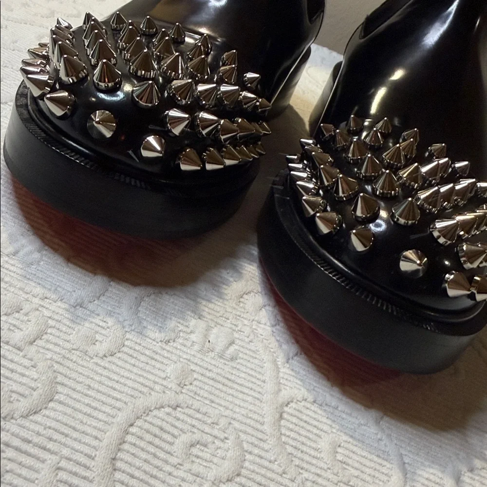 Christian Louboutin Melon Spike Chelsea Black Studded Boots
